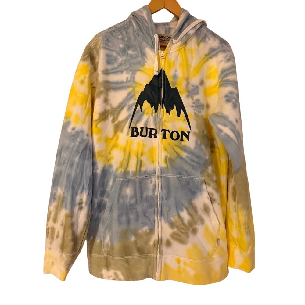 Burton Classic Mountain High Full Zip Hoodie Tie Dye Yellow Blue Mens Large‎